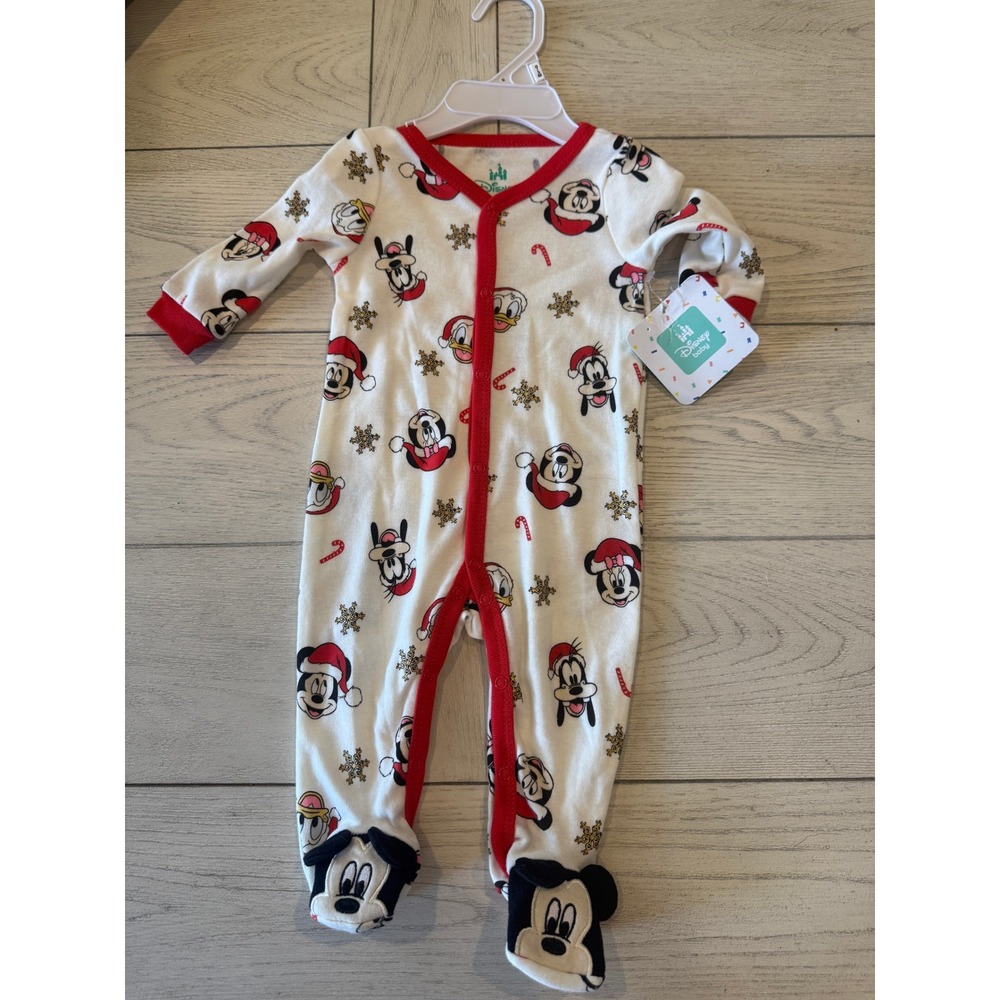 Disney Baby Christmas Mickey Mouse Footed‎ Pajamas Holiday 0-3M